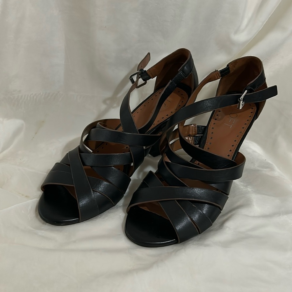LOFT Multi-Strap Stacked Heel Sandal